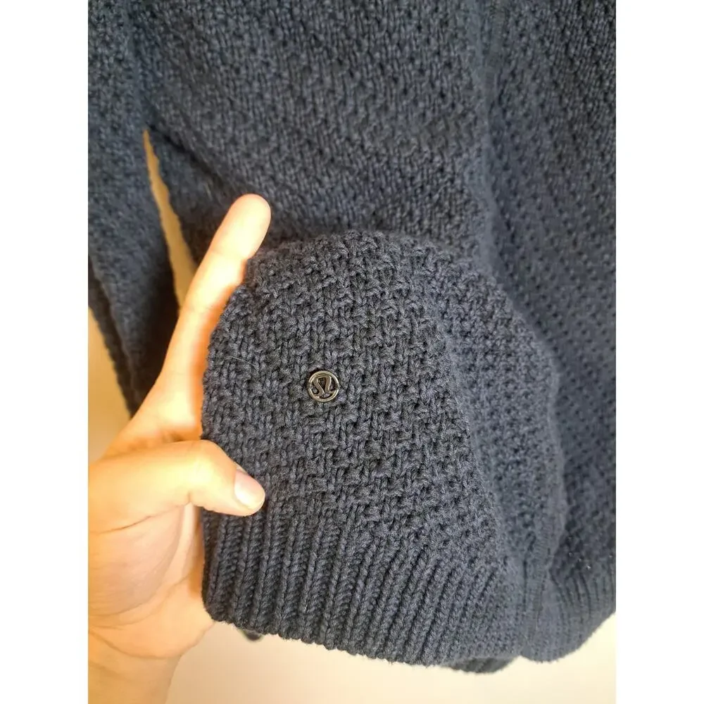 Lululemon Post Practice Cardigan Sweater Navy Blue Women's 4 Thumbholes Snap